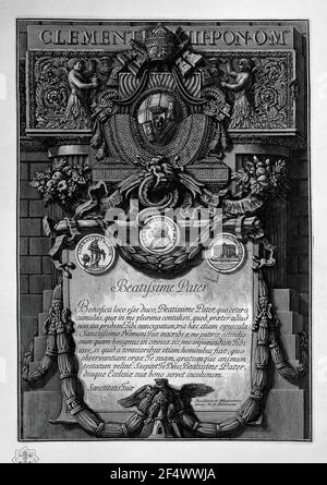 Giovanni Battista Piranesi - secondo la copertina su Papal Coat Arms Sotto grande Cartouche guarnito con ded Foto Stock