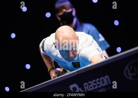 MILTON KEYNES, REGNO UNITO. 23 marzo 2021. Ralf Souquet durante 2021 Champion League Pool - giorno 2 partite alla Marshall Arena martedì 23 marzo 2021 a MILTON KEYNES INGHILTERRA. Credit: Taka G Wu/Alamy Live News Foto Stock