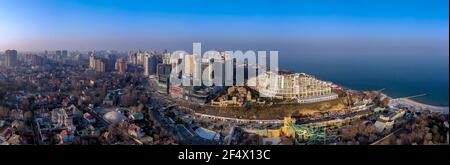 Panorama di Arcadia in Odessa Ucraina. Riprese in drone, inverno, luce naturale. Foto Stock