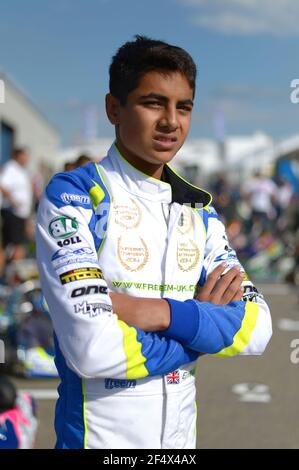 101 AHMED Enaam (GBR) fa Kart Vortex, ritratto durante il campionato del mondo karting 2014 dal 19 al 20 settembre 2014, sul circuito di Essay, in Francia. Foto KSP / DPPI Foto Stock