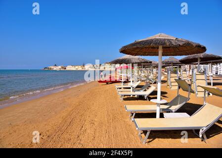 spiaggia di sampieri Ragusa Sicilia Italia Foto Stock