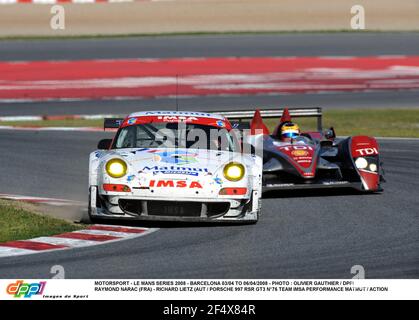 MOTORSPORT - LE MANS SERIES 2008 - BARCELLONA DAL 03/04 AL 06/04/2008 - FOTO : OLIVIER GAUTHIER / DPPI RAYMOND NARAC (FRA) - RICHARD LIETZ (AUT / PORSCHE 997 RSR GT3 N°76 TEAM IMSA PERFORMANCE MATMUT / ACTION Foto Stock