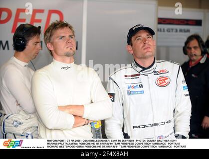 MOTORSPORT - GT FIA 2008 - OSCHERSLEBEN (GER) DA 03/07 A 06/07/2008 - FOTO : OLIVIER GAUTHIER / DPPI MARKUS PALTTALA (FIN) / PORSCHE 997 GT3 RSR N°60 TEAM PROSPEED COMPETIZIONE / AMBIENTE - RITRATTO RICHARD WESTBROOK (GBR) / PORSCHE 997 GT3 RSR N°61 TEAM PROSPEED COMPETIZIONE / AMBIENTE - RITRATTO Foto Stock