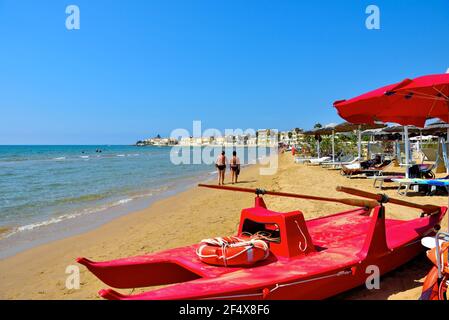 spiaggia di sampieri Ragusa Sicilia Italia Foto Stock