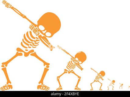 scheletro, scheletri, dab, dabbing, ballerino, design, design, nuovo, ultimo, divertente, Divertente, gesto, grafica , Happy Halloween, Illustrazione Vettoriale