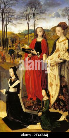 Hugo van der Goes - pala d'altare di Portinari Santa Maria Maddalena Santa Margherita con Mari Baroncelli figlia C 1479 Foto Stock