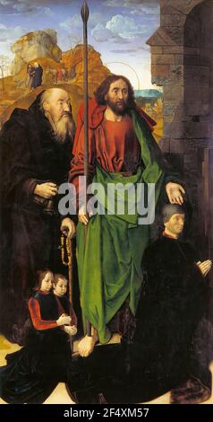 Hugo van der Goes - pala d'altare Portinari St Thomas St Anthony Hermit con Tommaso Portinari due 1478 Foto Stock