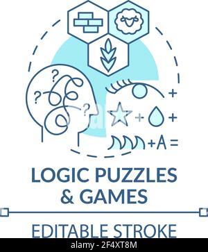 Logica puzzle e giochi blu concetto icona Illustrazione Vettoriale