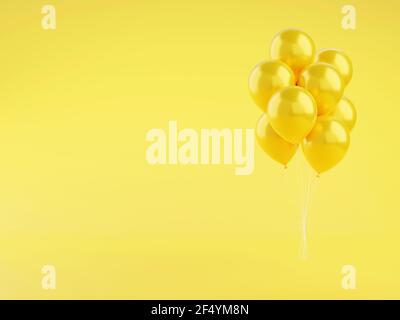 Bollature lucide gialle rappresentazione 3d su sfondo con spazio di copia. Foto Stock