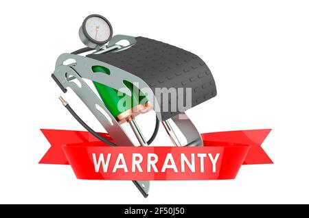 Concetto di garanzia della pompa pneumatica a pedale ad alta pressione. Rendering 3D isolato su sfondo bianco Foto Stock