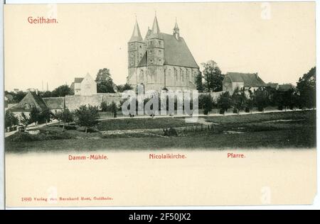 Nikolaic, parrocchia, diga mulino Geithain. Nikolaikirche, parrocchia, mulino diga Foto Stock