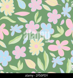 fiori vettoriali senza giunture, foglie e archi di colori pastello Foto Stock