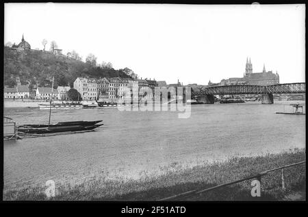 Meissen. Albrechtsburg, Cattedrale, Ponte, Elbe Steamer Kronprinz Foto Stock