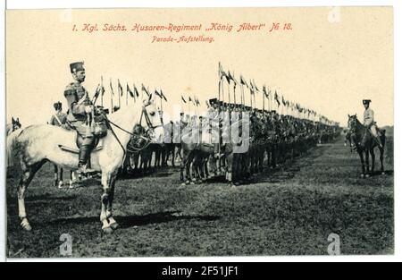 Hussar Regiment No. 18 - Parade Setup Großenhain. Hus.-Regim. N. 18 - elenco delle parate Foto Stock