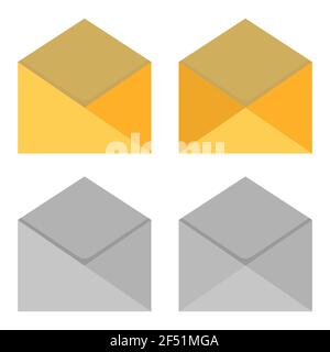 Set di buste di carta in diversi formati isolate su sfondo bianco. Formato busta piatto. Eps10 vettorie10 Illustrazione Vettoriale