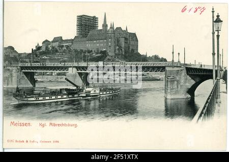 Burgberg, ponte, Elba con il vaporetto Kronprinz Meissen. Burgberg, ponte, Elba con il vaporetto Kronprinz Foto Stock