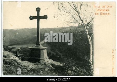 Croce sul dio rock Meissen. Croce sulla roccia del dio Foto Stock