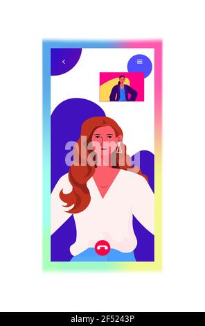 donne d'affari in finestre del browser di fotoricettore che discutono durante il commercio di videochiamata donne che hanno riunione virtuale Illustrazione Vettoriale