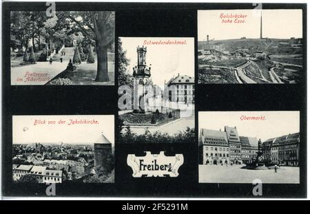 Freiberg con vista sulla città e sulla città Foto Stock