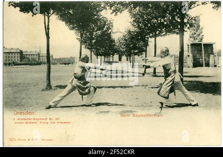 A baionetta recinzione, 2 ° Regiment Grenadier No. 101 Dresda. 2. Reggimento granadier No.11 'Kaiser Wilhelm, re di Prussia'. Alla recinzione a baionetta Foto Stock