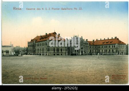 Caserma del 2° Battaglione reale dei pionieri sassoni No. 22 Riesa. KASERNE des K.S. 2. PIONIER-BATTAILLONS N. 22 Foto Stock