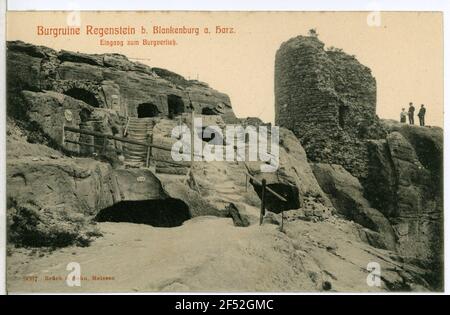 Burgruine - ingresso al castello di Burg Regenstein Foto Stock