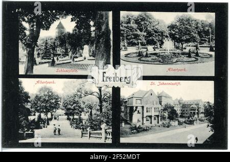 Freiberg con vista sulla città e sulla città Foto Stock