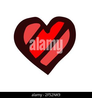 Cuori. Illustrazione. Amore per lo schizzo in stile cartone animato. Disegno del contorno della mano. Divertente simpatico sfondo illustrazione. Vettore Illustrazione Vettoriale