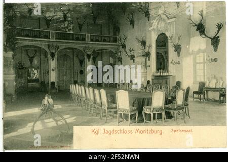 Sala da pranzo con serratura da caccia Moritzburg. Blocco di caccia.Speisaal Foto Stock