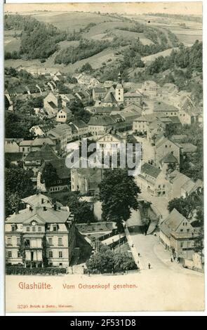 Vista di Glashütte dall'Ochsenkopf Vista di Glashütte da L'Ochsenkopf Foto Stock