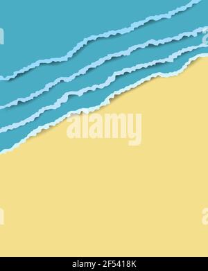 Estate mare sfondo liscio con onde in carta taglio stile con spazio vuoto. Illustrazione vettoriale Illustrazione Vettoriale