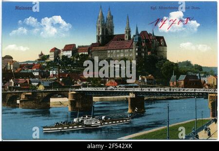 Burgberg, Elbe, Bridge, Steamer Kaiser Wilhelm Meissen. Burgberg, Elbe, Bridge, Steamer Kaiser Wilhelm Foto Stock