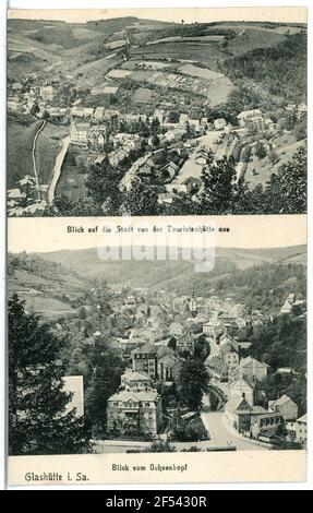 Vista dall'Ochsenkopf / Hütte Glashütte turistica. Vista dall'Ochsenkopf / Hütte turistica Foto Stock