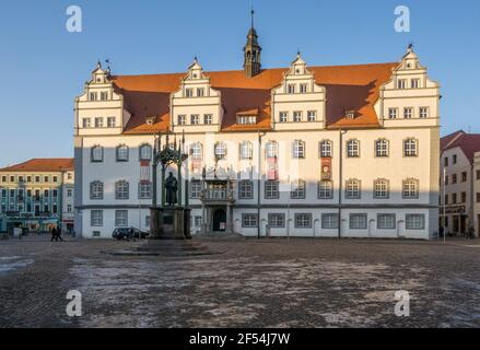 Geografia / viaggio, Germania, Sassonia-Anhalt, Lutherstadt Wittenberg, mercato con il municipio nel , diritti aggiuntivi-clearance-Info-non-disponibile Foto Stock