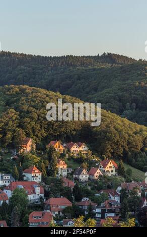 Geografia / viaggio, Germania, Sassonia-Anhalt, Wernigerode in serata, diritti aggiuntivi-clearance-Info-non-disponibile Foto Stock