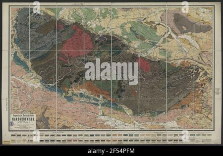 Mappa geologica della resina, 1: 100 000, incisione in rame, intorno al 1900 Foto Stock