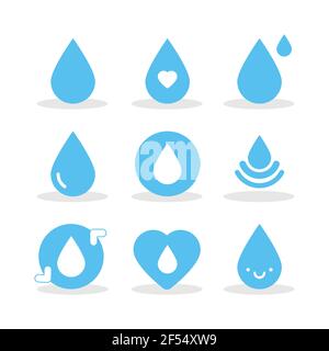 Set: Gocce d'acqua. Illustrazione vettoriale, design piatto Illustrazione Vettoriale