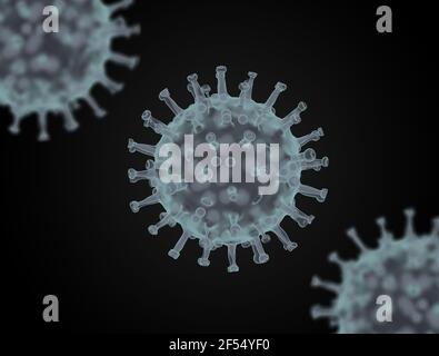 Coronavirus Covid-19 focolaio e coronavirus influenza sfondo, 3D rendering Foto Stock