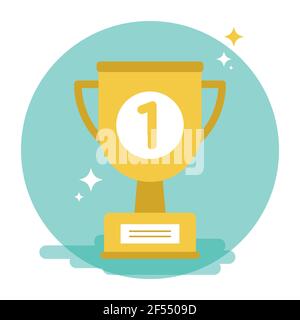 Premio Golden Cup. Icona Trofeo. Illustrazione vettoriale, design piatto Illustrazione Vettoriale