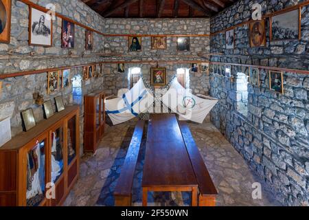 La casa storica dove nacque Theodoros Kolokotronis, importante leader della guerra d'indipendenza greca (1821-1830), nella regione di Arkadia, in Grecia. Foto Stock