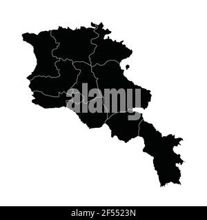 Armenia vettore mappa paese con aree regionali Illustrazione Vettoriale