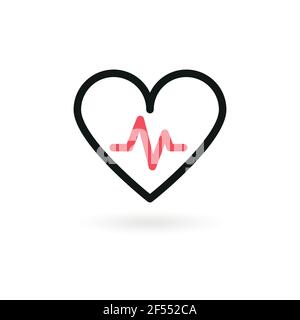 Icona heartbeat. Elettrocardiogramma, concetto di ritmo cardiaco. Illustrazione vettoriale, design piatto Illustrazione Vettoriale
