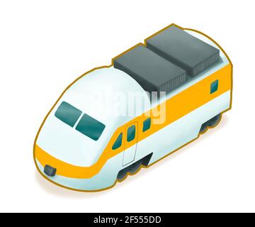 Treno espresso, un quadro digitale della locomotiva ferroviaria elettrica moderna di trasporto icona cartoon isometrico immagine 3D raster su sfondo bianco Foto Stock