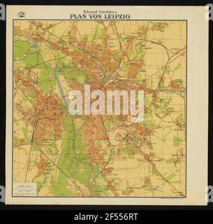 Mappa della città di Lipsia, 1:20 000, litografia, 1926 Foto Stock
