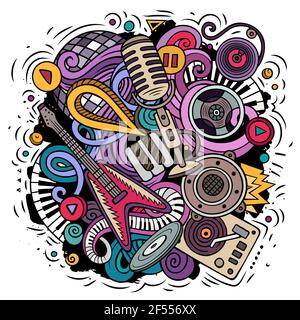 Cartoon vettore doodles illustrazione di musica disco Illustrazione Vettoriale