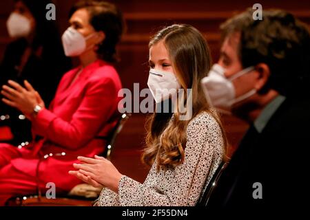 Madrid, Madrid, Spagna. 24 Marzo 2021. Crown Princess Leonor partecipa al 30° anniversario dell'Istituto Cervantes del 24 marzo 2021 a Madrid, Spagna Credit: Jack Abuin/ZUMA Wire/Alamy Live News Foto Stock