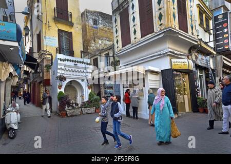 Scena di strada nel centro storico Medina Tangeri, Marocco, Africa del Nord, marocchino, Foto Stock