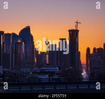 Vista del centro - Città di Calgary, Alberta, Canada Foto Stock