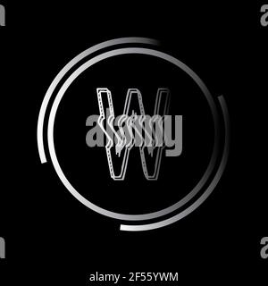 Monogramma lettera W logo, tessitura sottile linea stile, mockup invito matrimonio emblema, design elemento modello Foto Stock