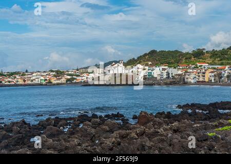 Milicias Beach, Sao Roque, Sao Miguel Island, Azzorre, Portogallo lunga spiaggia, Ponta Delgada Foto Stock